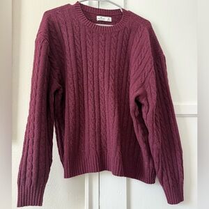 Hollister Maroon Cable Knit Sweater